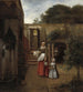 Nainen ja lapsi sisäpihalla - Pieter de Hooch — näkymä teoksesta