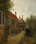 Femme avec un panier de haricots dans un potager - Pieter de Hooch — näkymä teoksesta