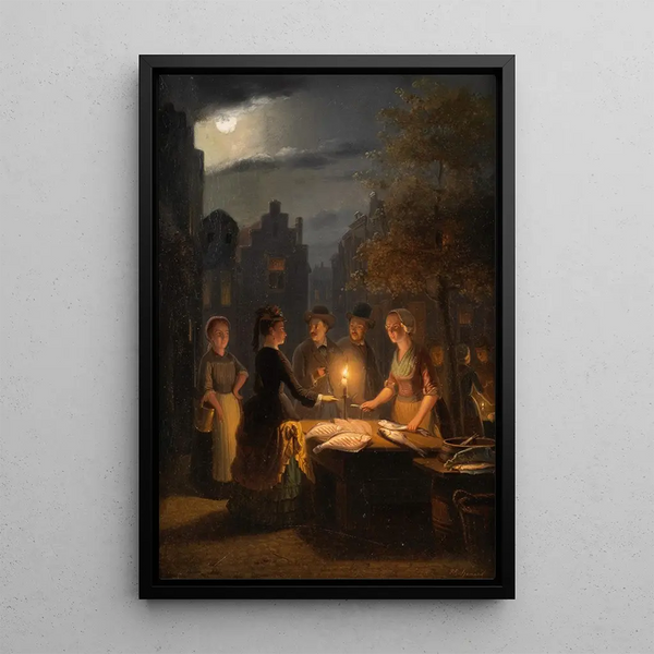 Au marché de nuit - Pieter Gerardus Sjamaar — kehystetty taideteos seinällä