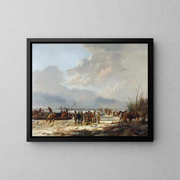 Huutaa jäänmurtajasta Karnemelkslootissa Naardessa, tammikuu 1814 - Pieter Gerardus van Os — kehystetty taideteos seinällä