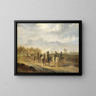Cosaques sur un chemin de campagne près de Bergen, en Hollande du Nord, 1813 - Pieter Gerardus van Os — kehystetty taideteos seinällä