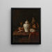Un pot à gingembre en argent ciselé, une montre de poche, une coquille de nautile, un gobelet en vermeil, un fruit de martin-pêcheur et d'autres objets sur un rebord de marbre partiellement drapé - Pieter Gerritsz van Roestraeten — kehystetty taideteos seinällä