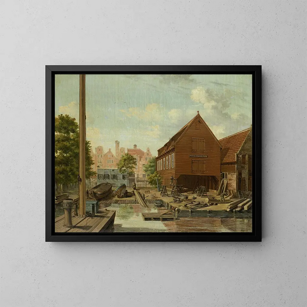 Le chantier naval DHollandsche Tuin sur Bickers Eiland à Amsterdam - Pieter Godfried Bertichen — kehystetty taideteos seinällä