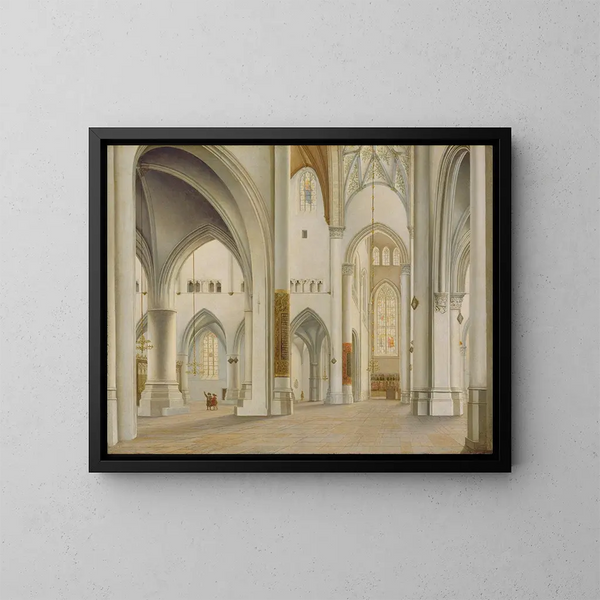 L sisätiloista Saint-Bavonista Haarlemissa - Pieter Jansz Saenredam — kehystetty taideteos seinällä