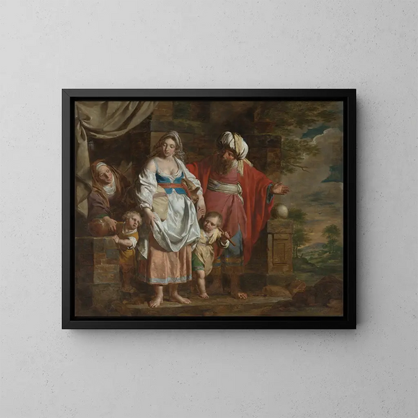 Abraham chassant Agar et Ismaël - Pieter Jozef Verhaghen — kehystetty taideteos seinällä