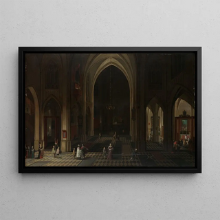 Pieter Neeffs the Elder - Interior of a Gothic Church at Night Looking East.webp