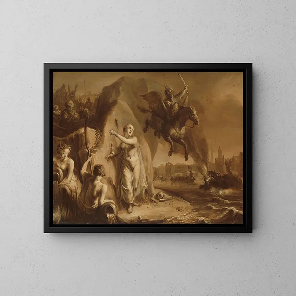 Persée ja Andromeda, vapautuksen allegoria Alankomaille prinssi Frédéric-Hendrikin kautta - Pieter Symonsz Potter — kehystetty taideteos seinällä
