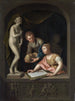 Une fille dessinant et un garçon près d'une statue de Vénus - Pieter van der Werff — näkymä teoksesta