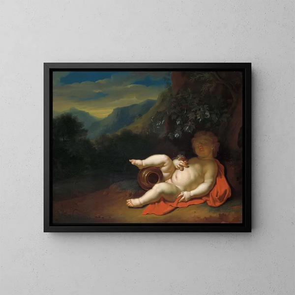 L'Enfant Bacchus - Pieter van der Werff — kehystetty taideteos seinällä
