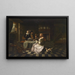 Bourgeoisinen sisämaalaus neljä henkilöä - Pieter de Hooch -piirin — kehystetty taideteos seinällä