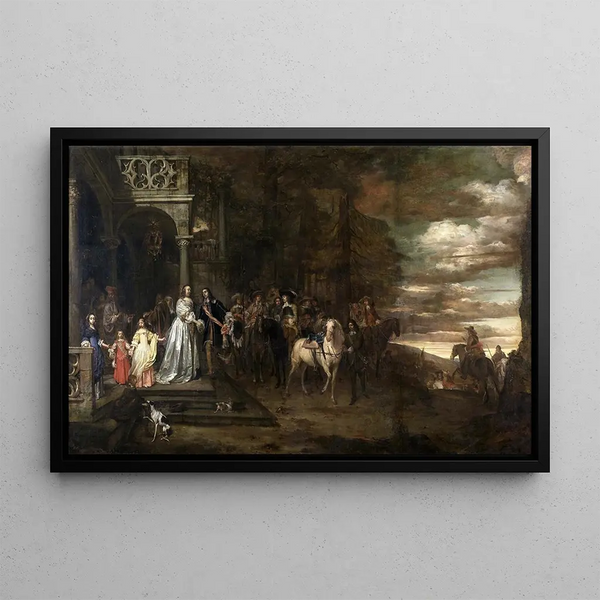 Pieter van Anraedt - The Leavetaking of Captain Hendrik de Sandra sent off by his Wife and Children.webp