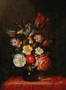 Roses, tulipes et iris dans un vase en verre - Pieter van de Venne — näkymä teoksesta