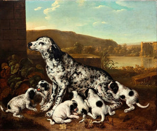 Dalmatian koirasta ja pennuista - Pieter van der Hulst — näkymä teoksesta