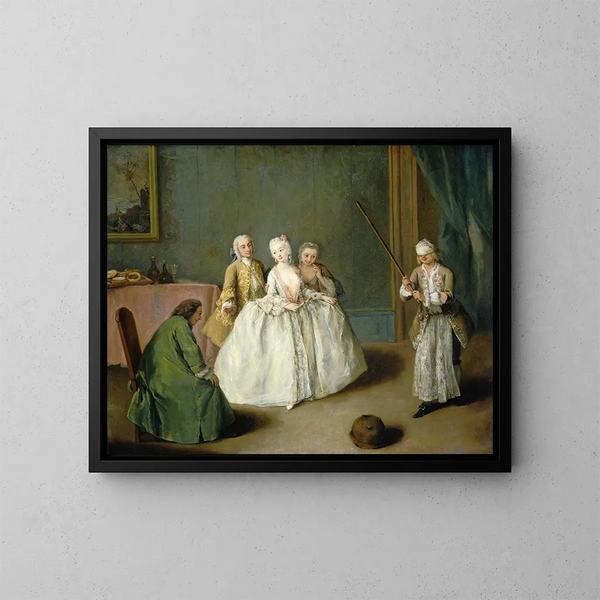 Le Jeu du Pot de Cuisine - Pietro Longhi — kehystetty taideteos seinällä