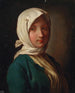 Une fille avec une veste bleue ja a white scarf - Pietro Rotari — näkymä teoksesta