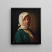 Une fille avec une veste bleue ja a white scarf - Pietro Rotari — kehystetty taideteos seinällä