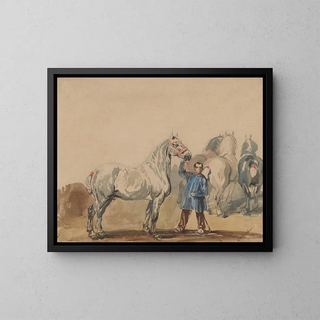 Piotr Michaowski - Stableman and horses.webp