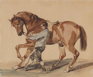 Palefrenier avec un cheval alezan - Piotr Michałowski — näkymä teoksesta