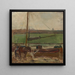 Polder avec une barge de fret amarrée près d'Amsterdam II - Piet Mondrian — kehystetty taideteos seinällä