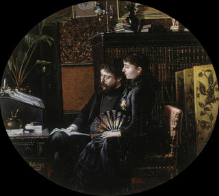 Portrait d'Alphonse Daudet 1840-1897 et son épouse née Julie Allard 1844-1940 dans leur cabinet de travail - Louis Montgut