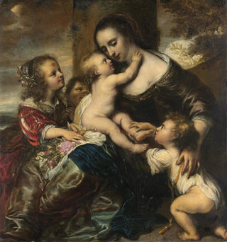 Portrait d'une femme avec quatre enfants représentée comme Caritas - Jrgen Ovens