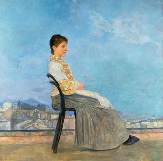 Portrait d'une femme romaine sur un toit plat à Rome - Max Klinger
