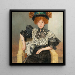 Portrait de dame avec blouse en dentelle et chapeau à plumes - Friedrich Knig