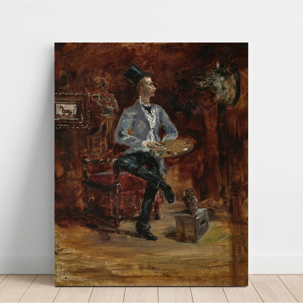 Maalauksen jäljennös Princeteau'n maalaus ateljeessaan - Henri de Toulouse-Lautrec