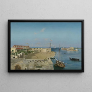 Prosper Crbassol - De haveningang van Willemstad met het Gouvernementspaleis.webp