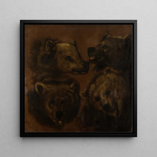 Quatre têtes d'ours à taille réelle - Johann Melchior Roos