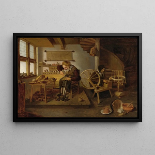 Quirijn Van Brekelenkam - A Cobbler At Work His Wife Spinning Wool.webp