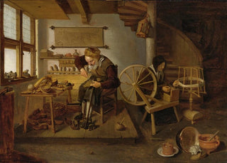 Quirijn Van Brekelenkam - A Cobbler At Work His Wife Spinning Wool.webp