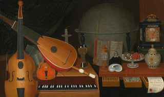 R Arnold - Vanitas Still Life With Musical Instruments A Globe And Other Objects.webp
