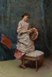 Aline, jolla on hattu - Raimundo de Madrazo y Garreta — näkymä teoksesta