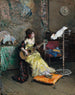 Nainen maalaus papukaijan kanssa - Raimundo de Madrazo y Garreta — näkymä teoksesta
