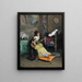 Nainen maalaus papukaijan kanssa - Raimundo de Madrazo y Garreta — kehystetty taideteos seinällä
