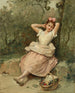 Nuori tyttö istuu puun juurella - Raimundo de Madrazo y Garreta — näkymä teoksesta