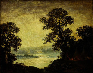 Intiaanikylä kuutamossa - Ralph Albert Blakelock — näkymä teoksesta