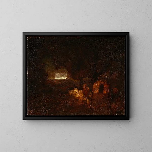 Les Constructeurs de pirogues - Ralph Albert Blakelock — kehystetty taideteos seinällä