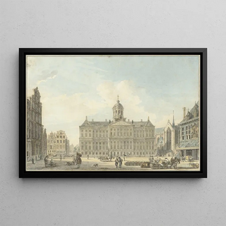 Reinier Vinkeles - Amsterdam de Dam met het Stadhuis en de Waag.webp