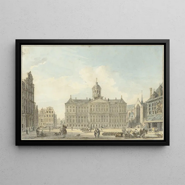 Reinier Vinkeles - Amsterdam de Dam met het Stadhuis en de Waag.webp