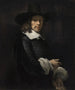 Portrait d'un gentleman avec un chapeau haut de forme et des gants - Rembrandt van Rijn — näkymä teoksesta