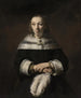 Portrait d'une dame avec un éventail en plumes d'autruche - Rembrandt van Rijn — näkymä teoksesta