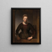 Nuori nainen puoliksi auki olevan oven edessä - Rembrandt van Rijn — kehystetty taideteos seinällä
