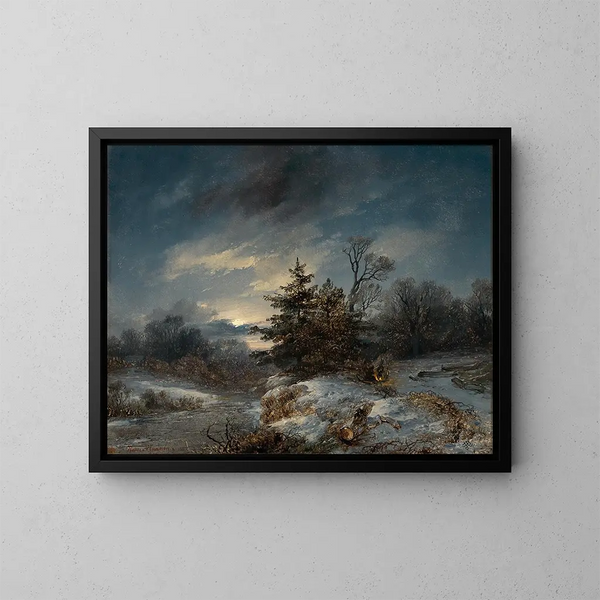 Talvi-ilta - Remigius Adrianus van Haanen — kehystetty taideteos seinällä