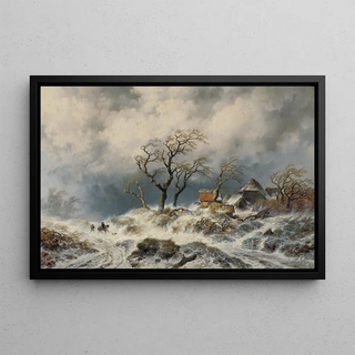 Remigius Adrianus van Haanen - Hollndische Winterlandschaft Schneewehen.webp