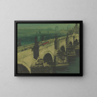 Pont Charles à Praha - René Leclercq — kehystetty taideteos seinällä