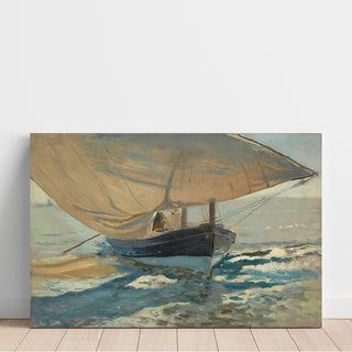 Reproduction Bateaux de pêche sur la plage, Valence - Joaquín Sorolla