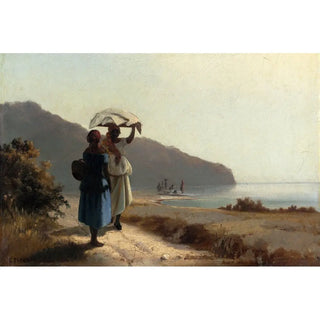 Reproduction Deux femmes causant au bord de la mer, Saint Thomas - Camille Pissarro