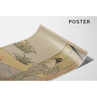 Reproduction Jeune femme regardant un pot d'œillets - Suzuki Harunobu